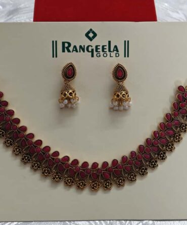 Necklace & Earring Set - Ruby Stones