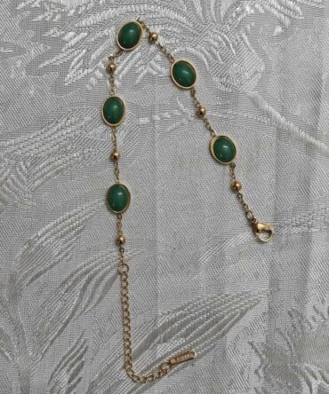 Anti Tarnish Bracelet - Green Stones