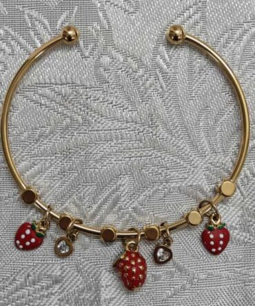 Anti Tarnish Bangle Bracelet - Strawberry