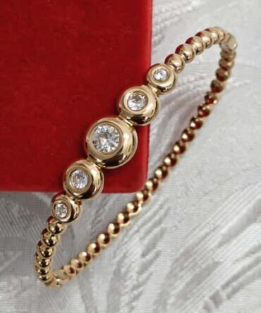 Anti Tarnish Bangle - White Stones