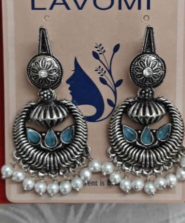 Earring - Oxidized with Pearl